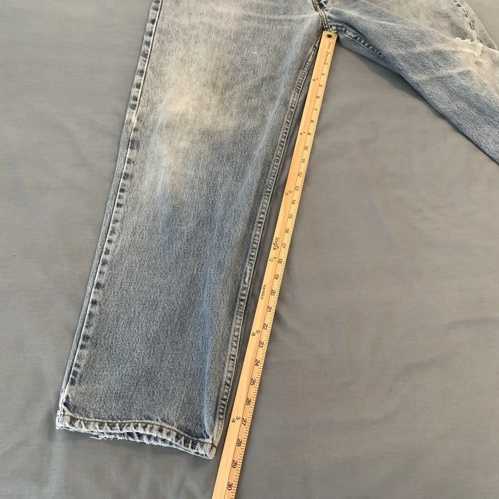 Levis 550 Jeans Mens 36x30 Blue Light Wash Relaxed Fit Tapered Denim Grunge‎